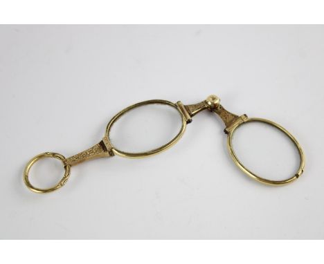 Antique 15ct gold engraved frame folding lorgnette glasses (XRF Tested) 