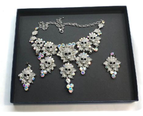 Butler and Wilson skull necklace and earrings 