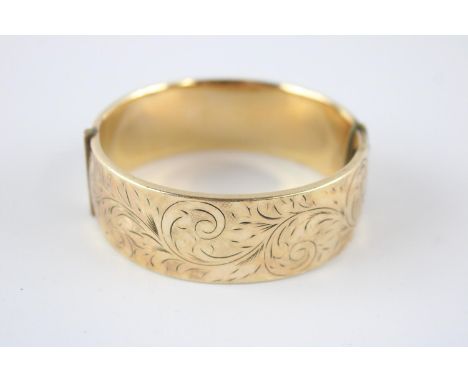 Vintage 9ct gold metal core cuff bangle (53g) 