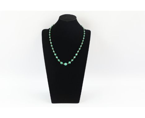 Vintage 9ct gold &amp; polished malachite graduated bead necklace, 1994 (42g) 