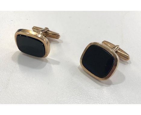 Vintage 1960's 9ct gold and onyx gents cufflinks (9.70g) 