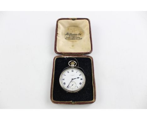 Vintage gents JW Benson .925 sterling silver pocket watch  hand-wind  working in original J.W Benson box  code on case - 6063