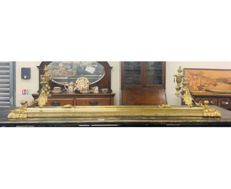 Victorian brass fire fender 