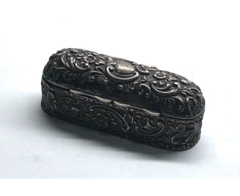 Antique silver ring casket full Chester silver hallmarks lined interior for rings measures approx 90mm by 35mm height 36mm 