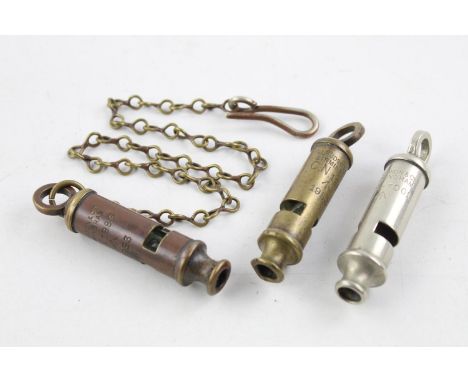 3  Antique / Vintage hudson military whistles 