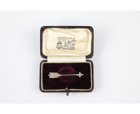 Cartier Paris art deco platinum &amp; diamond arrow jabot pin/brooch (2.7g)