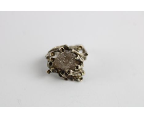 Vintage 1976 hallmarked organic brutalist gemstone Ring, Size I 