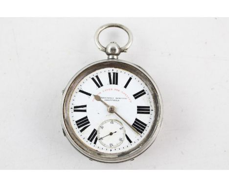 Vintage gents .925 sterling silver pocket watch  key-wind  working Maker Sambrooks Ltd Sheffield Code on Case - 317936 Code o