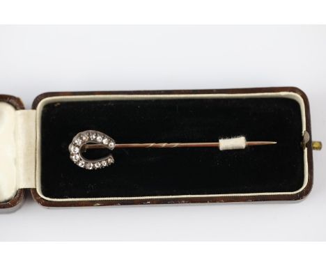 Victorian horse shoe diamond stick pin 