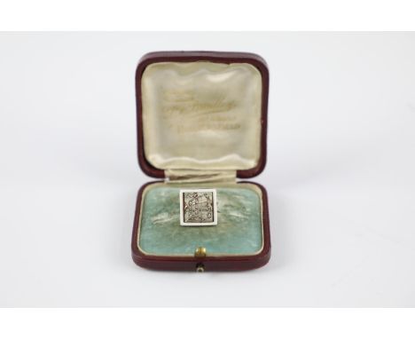 Vintage 12ct Gold Diamond 'B' Initial Brooch w/ Enamel Detailing, Boxed 