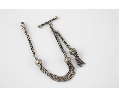 Antique silver albertina watch chain with tassel (15g) 