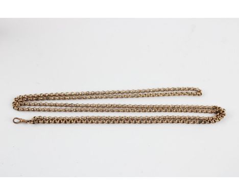 Antique heavy weight rolled gold faceted rolo link guard chain w/ dog clip 