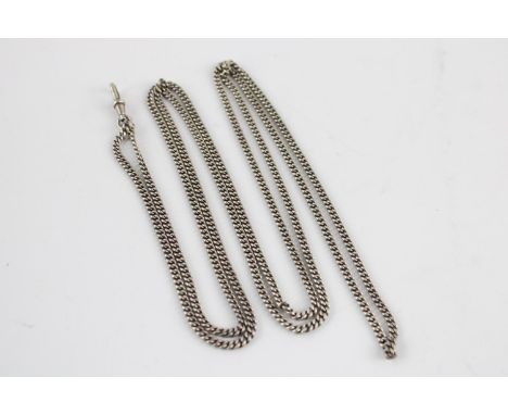 Vintage long length sterling silver guard chain 