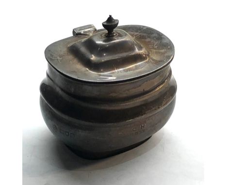 Antique silver tea caddy London silver hallmarks engraved on front c.h 1933 weight 143g 
