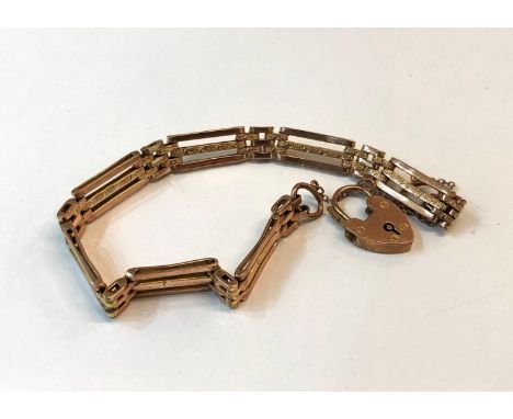 Vintage 9ct rose gold gate bracelet 15.9 g 