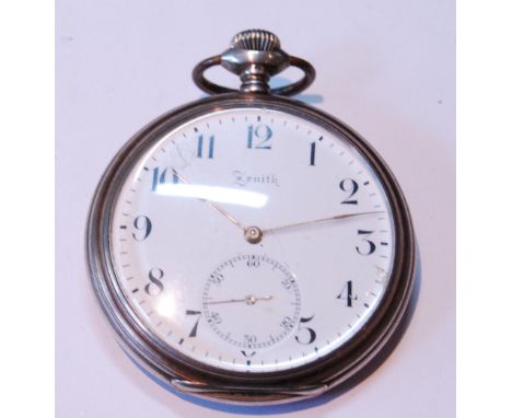 Zenith Grand Prix Paris 1900 15 rubis silver-cased open face pocket watch with seconds dial, stamped to the inner case 800 (s