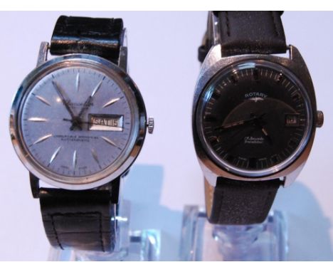 Rotary 17 jewels manual wind gent's wristwatch, c. 1970s, in stainless steel case, the grey dial with silvered baton indices,