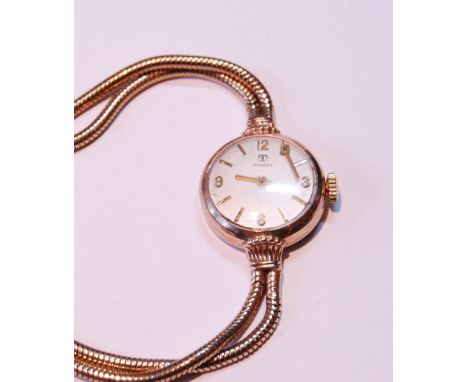 Tissot lady's 9ct gold bracelet watch, 13.5g without movement. 