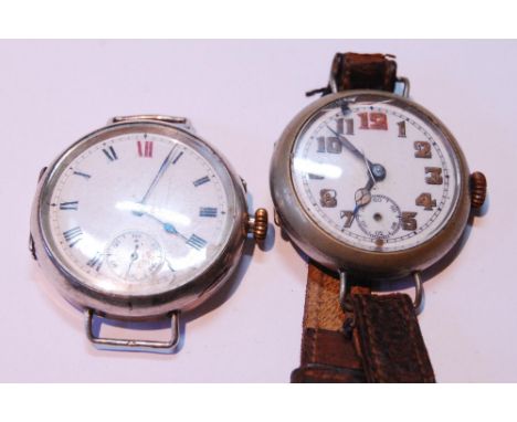 Silver-cased gent's manual wind watch, c. early 20th century, the enamel dial with Roman numerals and seconds dial at 6 o'clo