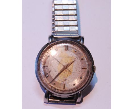 International Watch Co., manual wind gent's wristwatch, c. 1940s, in stainless steel case, the signed silvered dial with bato