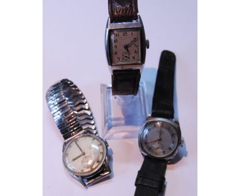 Vintage Rotary Super Sports manual wind gent's wristwatch in Dennison chrome case, the silvered dial with Arabic numerals and