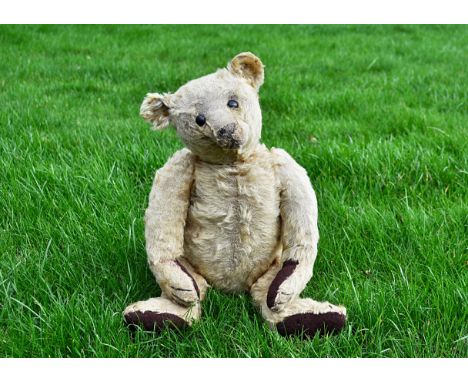 Gustav an early Steiff teddy bear circa 1909,  with golden mohair, black boot button eyes, pronounced clipped muzzle, black s