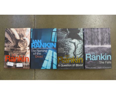 Four hardback first edition novels by Ian Rankin comprising The Falls, Resurrection Men, A Question of Blood and The Naming o