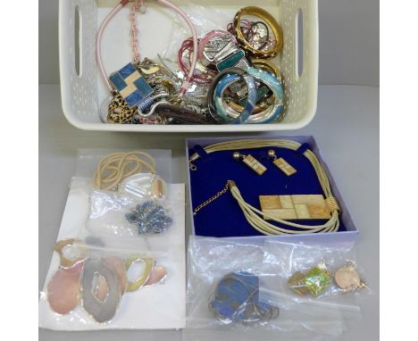 A collection of enamel costume jewellery 