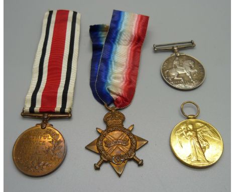 Family medals, a pair of WWI medals to 21557 Pte. J Emond W. Rid. R., a WWI Star to 89454 S. Sth.-A-S. Sth. Cpl. J.P. Emond a