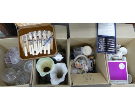 Four boxes of china and glass, including Royal Family commemorative marriage of Prince Charles and Lady Diana Spencer, Colclo