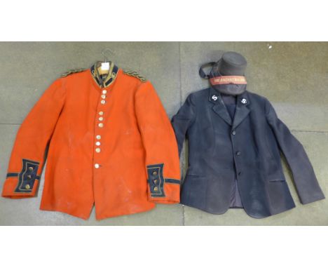A Salvation Army jacket and hat and an early 20th Century guards red tunic 