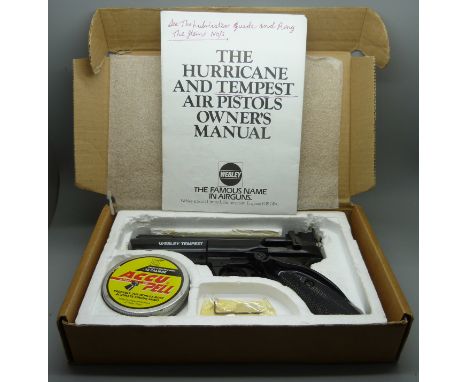 A Webley Tempest target shooting air pistol, .22 cal., with owners manual 