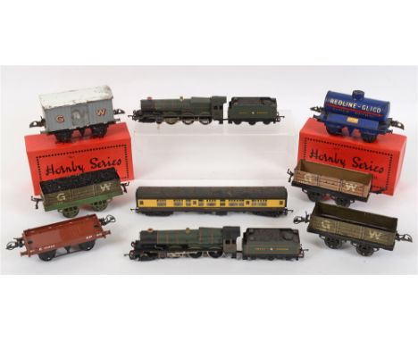 [O / OO GAUGES]. A MISCELLANEOUS COLLECTION  comprising six O gauge Hornby wagons, two of them in reproduction boxes; two OO 