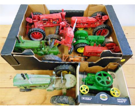 ASSORTED DIECAST & OTHER MODEL TRACTORS  by Franklin Mint, Ertl and others, variable condition, all but one unboxed, (11).