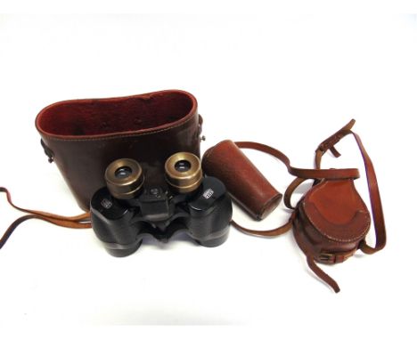 ASSORTED COLLECTABLES  comprising a field compass and a Watkin's clinometer, both by Hicks of London, in a shared leather tra