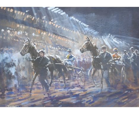 ‡David Trundley (b.1949) Harness Racing Signed TRUNDLEY (lower left) Gouache 21.3 x 29.8cm Provenance: Cross Gate Gallery, Le