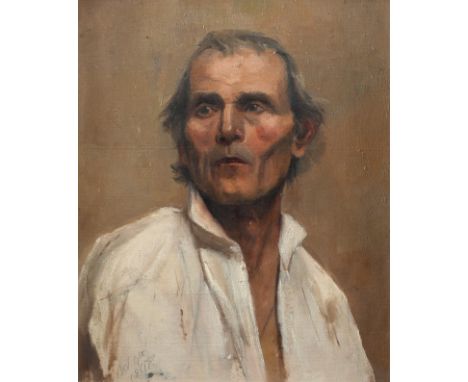 French School 1898 Portrait of a gentleman wearing a white shirt Dated Nov 9th 1898 (lower left) Oil on canvas 46.4 x 38.8cm