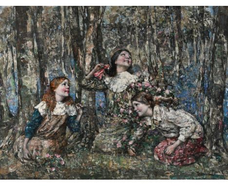 Edward Atkinson Hornel (Scottish 1864-1933) Late springtime in Galloway Signed and dated E A Hornel 1917 (lower right) Oil on