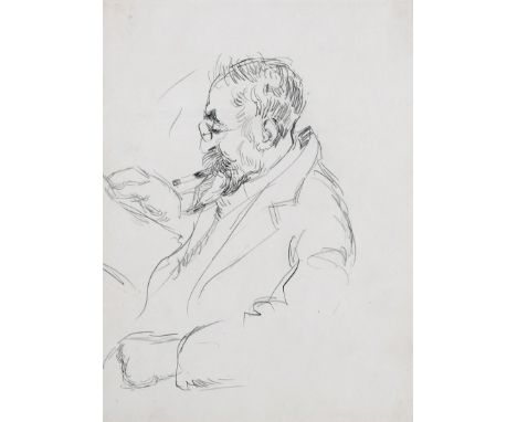 James Bolivar Manson (1879-1945) Portrait of Lucien Pissarro (1863-1944) reading Pencil, 1913 23.7 x 18.1cm Provenance: Chris