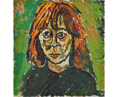 ‡John Bratby RA (1928-1992) Portrait of the playwright Mary O'Malley (1941-2020) Signed Bratby (twice, lower right) and title