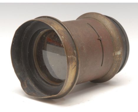 Cameras &amp; Accessories - a late 19th/early 20th century Swiss brass magic lantern or projector lens, by E. Suter Basel, Ra