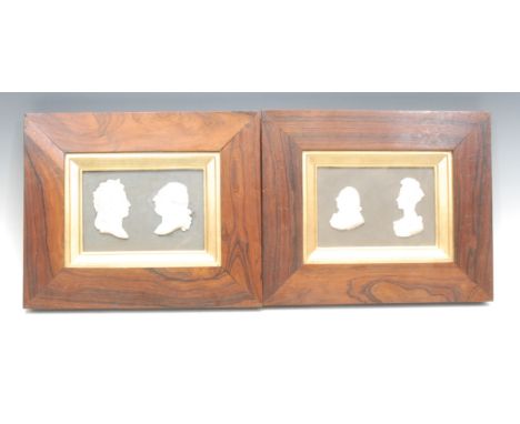 English School (19th century), a pair of ceramic 'jasperware' royal wedding portrait miniatures, busts of Louis XVI and Marie