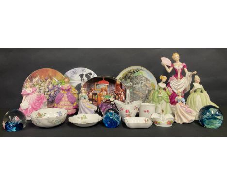 A Caithness glass paperweight, other Mdina type,  Royal Doulton figure etc