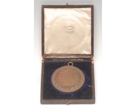 Shooting Sports Collectables - a National Rifle Association bronze medal, 1860, Obv. two soldiers side-by-side, one Renaissan