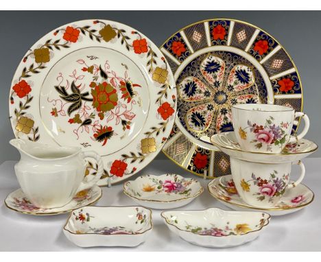 A Royal Crown Derby Imari 1128 pattern dinner plate, 26cm diameter, second quality; another similar, second quality; a blanc 