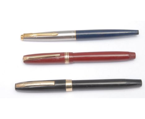 Stationary &amp; Writing Equipment - a Parker 45 fountain pen, press close cap, 14cm long overall; a Sheaffer's fountain pen,