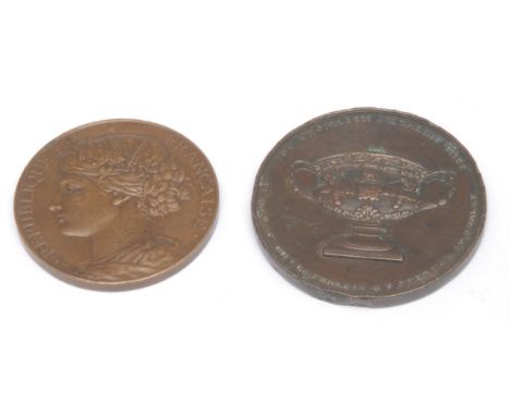Numismatics - an Early 19th century Thomason Vase commemorative bronze medal, Obv. Thomason Vase cast in relief within border