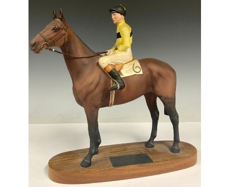 A Beswick Connoisseur model, Arkle, with Pat Taaffe, wooden plinth, 32.5cm high