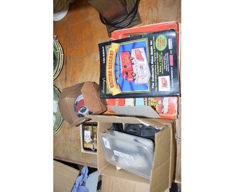 Mixed Lot: Die cast and Dinky toy guide books, small electric drill, manhole lifting tools etc