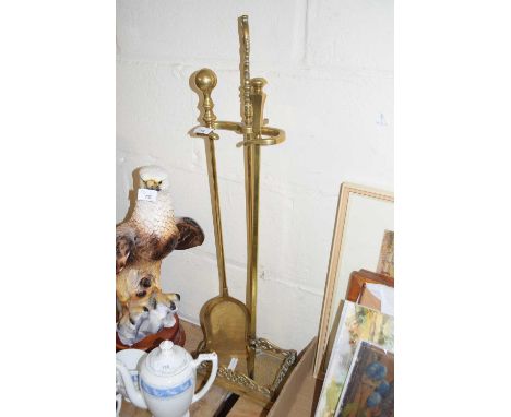 Brass fire tool stand with tools